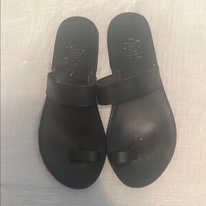 Greek Sandals Black Minimalist Slide Sandals